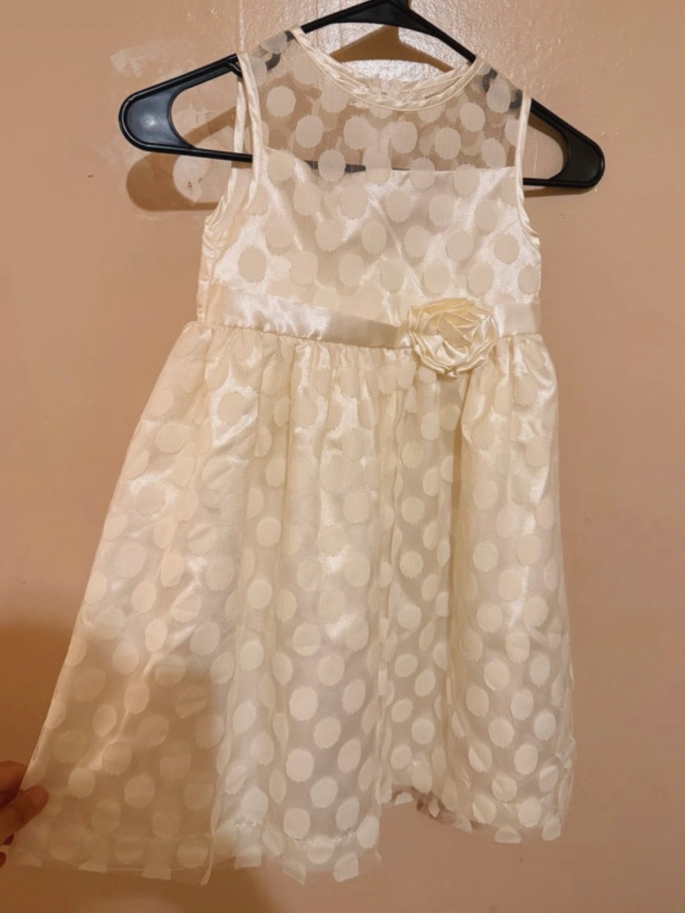 Penelope Mack Cream Polka Dot Rosette Party Dress